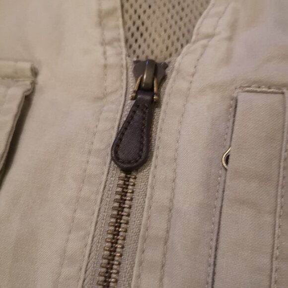 LL BEAN Vest Mens L Utility Safari Tactical Fishing Full Zip Canvas Cotton Tan - Picture 5 of 13